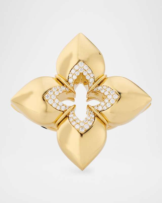 18K Yellow Gold Diamond Venetian Princess Ring, Size